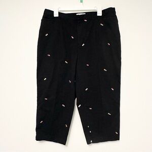 Women's Plus Size 16W C.J. Banks Classic Black Chinos with Embroidered Flip Flop